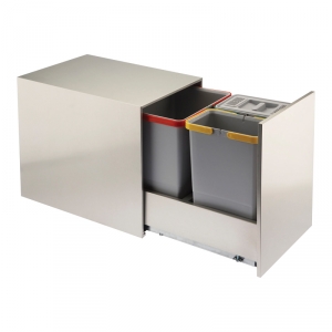 Poubelle coulissante inox 28L 3 seaux