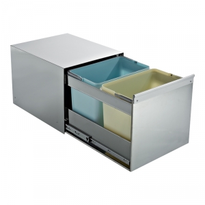 Poubelle coulissante inox 36L 2 seaux