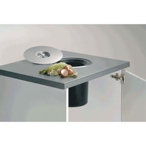 Poubelle de plan de travail - 11 L -  Couvercle inox